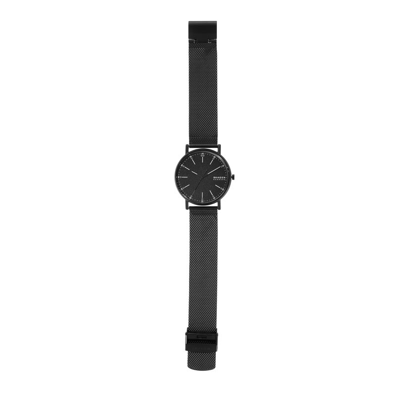 Skagen Men's Signatur Three-Hand Black Stainless Steel Mesh Band Watch (Model: SKW6579) - Image 4
